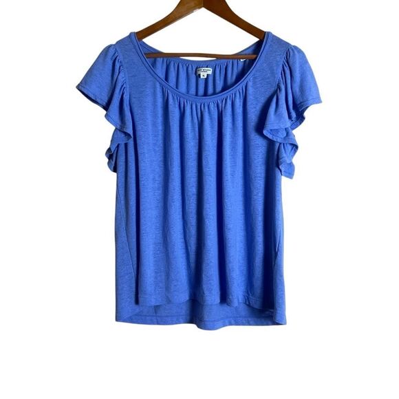 Max Studio‎ light blue linen blend knit shirt - Picture 1 of 8